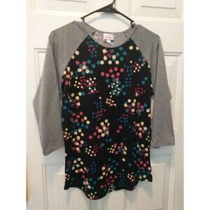 LuLaRoe Long Sleeve t-shirt women's size S black grey polka dot polyester blend